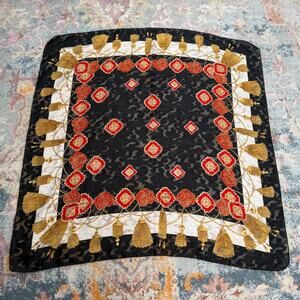 Vintage 80s black and gold sheer retro print scarf